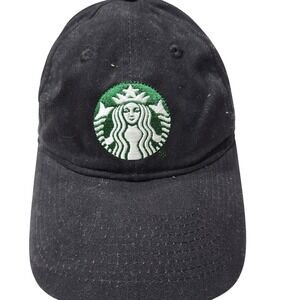 Starbucks Hat Cap Strap Back Mens XL Black Green Siren Logo Coffee Baseball